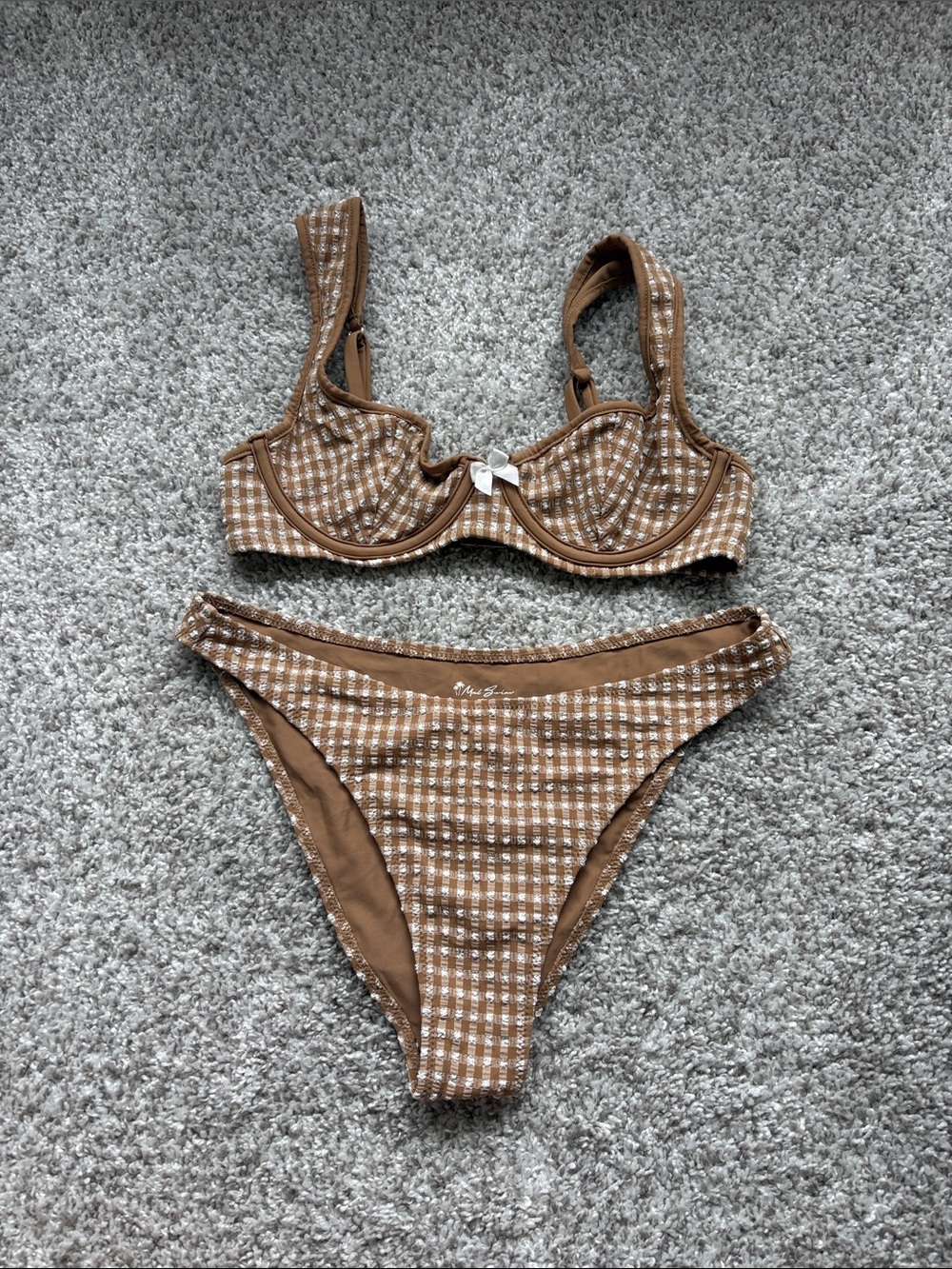 Map Swim Brown Gingham Underwire Bikini Set - Women Swim